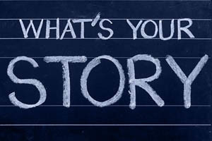 Why are you starting an online business? starting an online business - "What's your story" sign